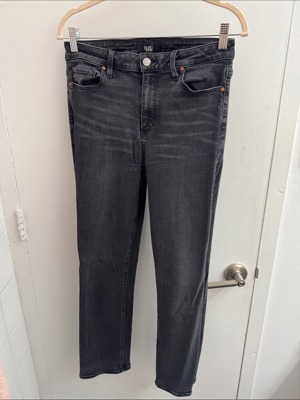 PAIGE Washed Black Slim Jeans